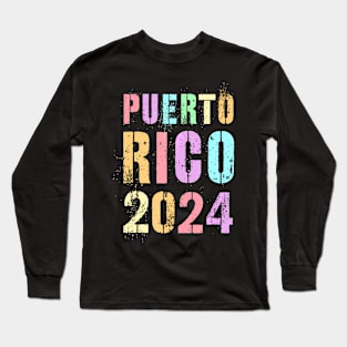 Kids PUERTO RICO 2024 Beach Summer Family Trip Boys Girls Long Sleeve T-Shirt